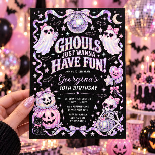 Convite Aniversário de Halloween de Menina Ghouls Só Quere