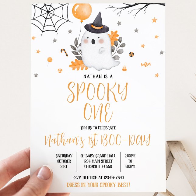 Convite Aniversário de Halloween do Fantasma Assustador (Criador carregado)
