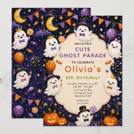 Convite Aniversário de Halloween Fantasminha Fofa