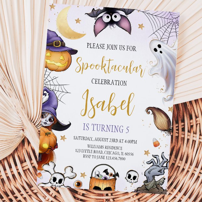 Convite Aniversário de Halloween Roxo Espetacular (Criador carregado)
