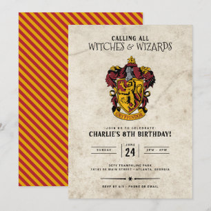 Convite Aniversário de Harry Potter Gryffindor
