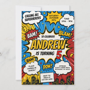 Convite Aniversário de Herói de Quadrinhos Personalizado