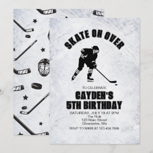 Convite Aniversário de Hockey Preto e Branco