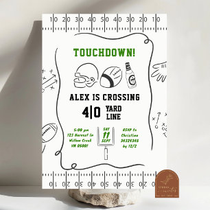 Convite Aniversário de Homem Adulto Touchdown Desenhado à