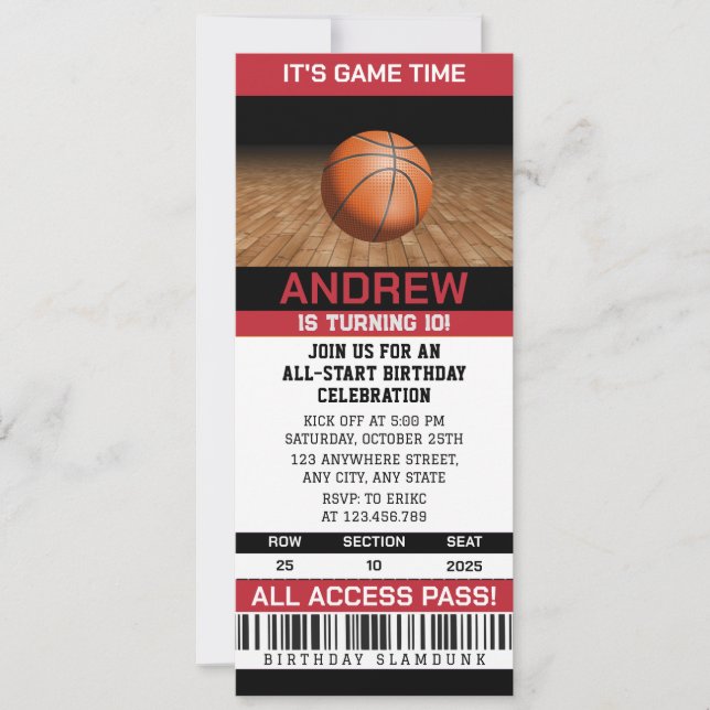 Convite Aniversário de Hoops Voadores Altos de Basquete Pe (Frente)