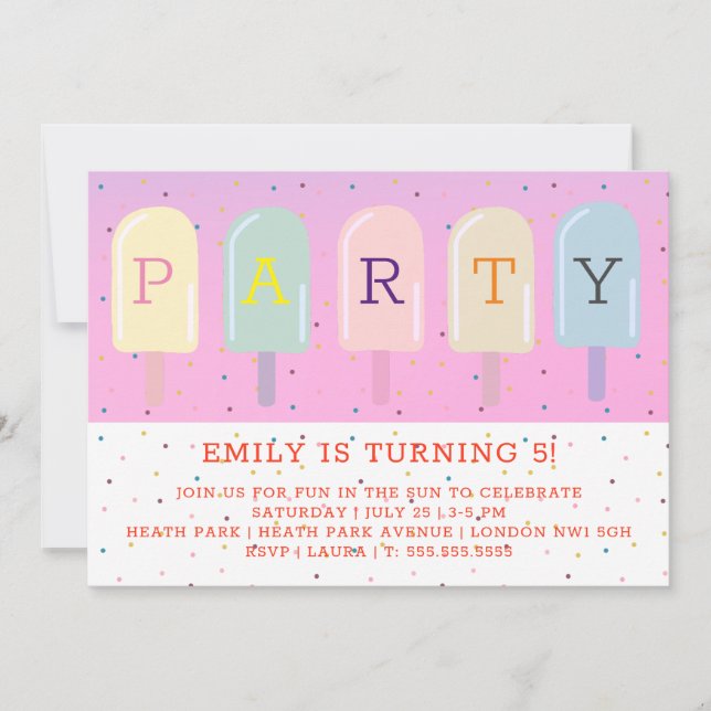 CONVITE ANIVERSÁRIO DE ICE LOLLIES (Frente)