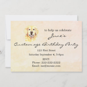 Convite Aniversário de Idade Personalizado Cachorro Retrie