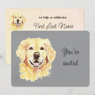 Convite Aniversário de Idade Personalizado Cachorro Retrie