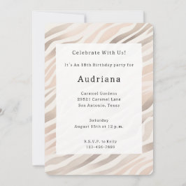 Convite Aniversário de Impressão Animal de Creme Zebra Ros