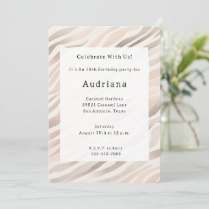 Convite Aniversário de Impressão Animal de Creme Zebra Ros