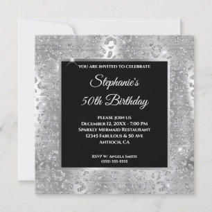 Convite Aniversário de Impressão Leopardo Glitter de Sil