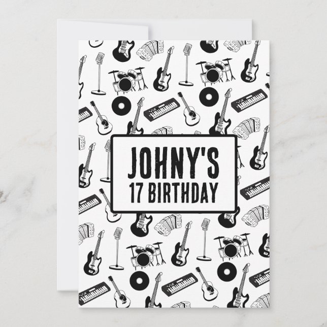 Convite Aniversário de instrumentos musicais (Frente)