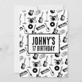 Convite Aniversário de instrumentos musicais