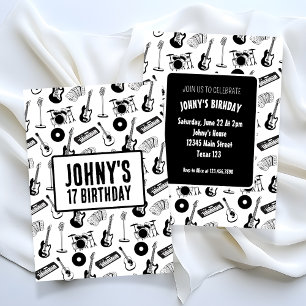 Convite Aniversário de instrumentos musicais