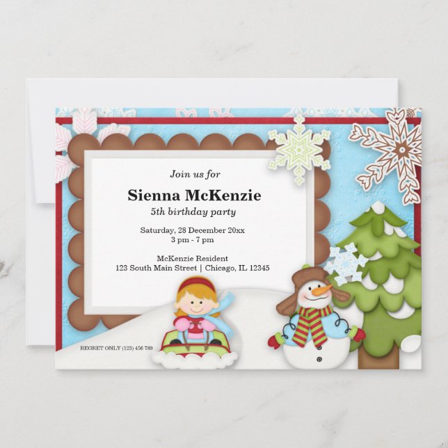 Convite Aniversário de inverno (Frente)