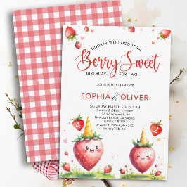 Convite Aniversário de Irmãos Berry Sweet Morangos