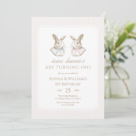 Convite Aniversário de irmãos Some Bunnies Are Turning One