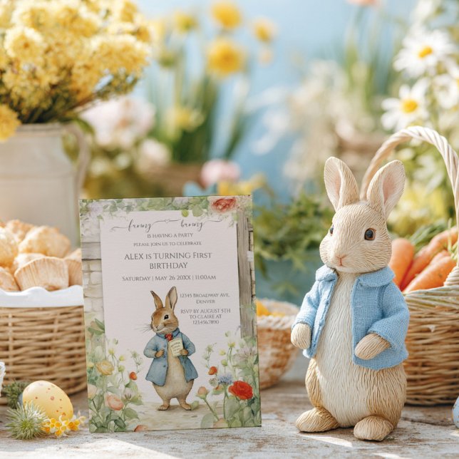 Convite Aniversário de Jardim de Coelho Vintage (Criador carregado)