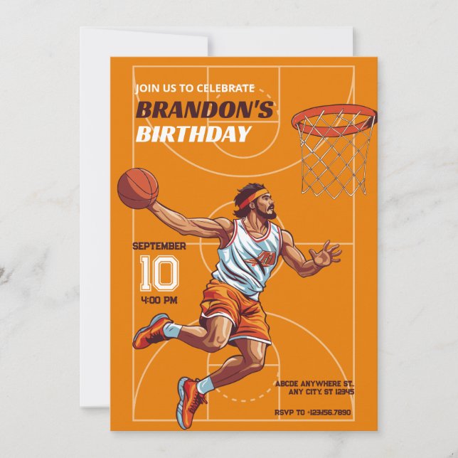 Convite Aniversário de jogador de basquete   (Frente)