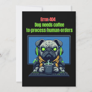 Convite Aniversário de Jogos Cyberpunk Mecha Pug Dog