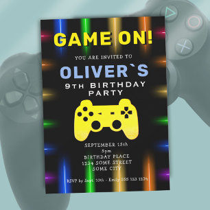 Convite Aniversário de Jogos de Vídeo Controle de Jogos