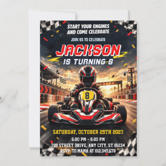 Convite Aniversário de Karting Digital Personalizado