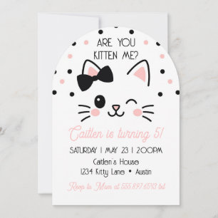 Convite Aniversário de Kitty Você Está Me Enganando Rosa 