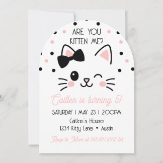 Convite Aniversário de Kitty Você Está Me Enganando Rosa