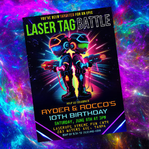 Convite Aniversário de Laser Tag Afro-Americano