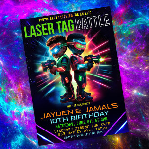 Convite Aniversário de Laser Tag Afro-Americano