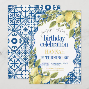 Convite Aniversário de Limão Italiano 30 mediterrânico