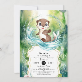 Convite Aniversário de Lontra Calma Personalizada