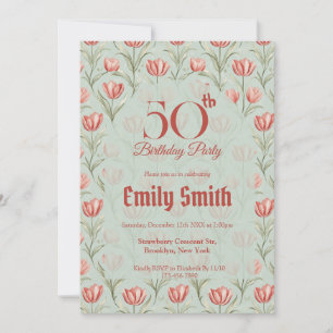 Convite Aniversário de Luxo com Tulipa Moderna ao Ar Livre