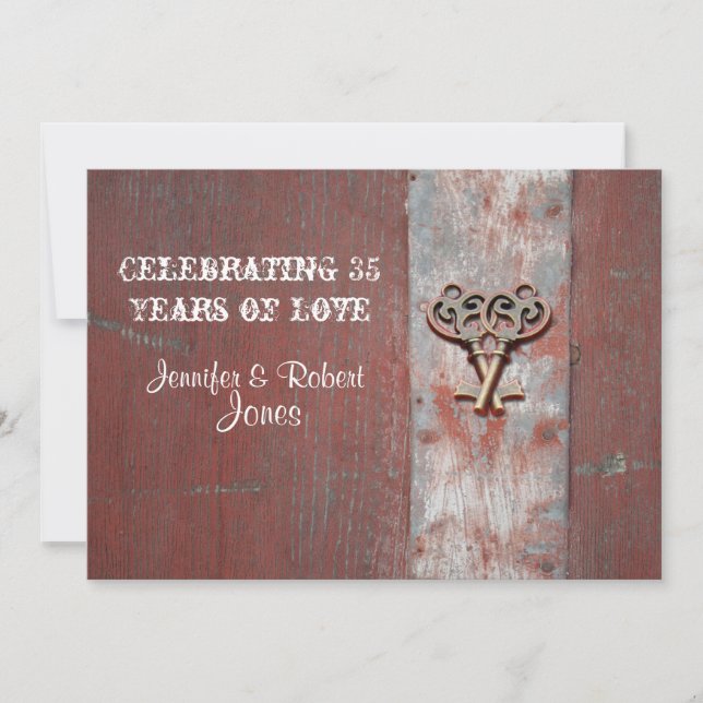 Convite Aniversário de Madeira Pintada Country com Chave E (Frente)