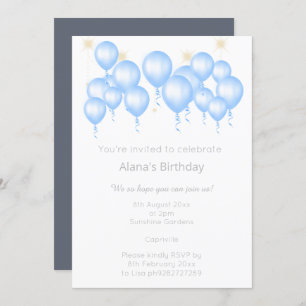 CONVITE ANIVERSÁRIO DE MARINHO AZUL DE BALÃO MODERNO