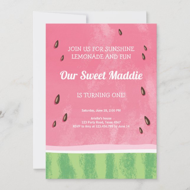 Convite Aniversário de Melão de Watermelão Festa de Convoc (Frente)