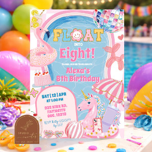 Convite Aniversário de menina com festa de piscina retrô p