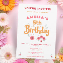 Aniversário de Menina com Flores e Letreirismo Fof