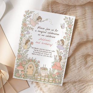 Convite Aniversário de Menina com Jardim de Fadas Florais 