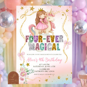 Convite Aniversário de Menina com Lantejoulas Pastel Arco-