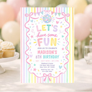 Convite Aniversário de Menina com Listras Pastel Imprevisí