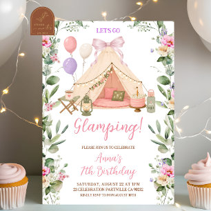 Convite Aniversário de Menina Coquete com Arco de Glamping