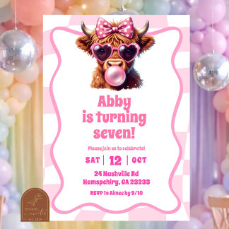 Convite Aniversário de menina cowgirl retrô rosa