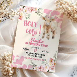 Convite Aniversário de Menina da Fazenda com Vaca Highland