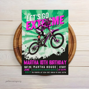Convite Aniversário de Menina de Bicicleta BMX Extremo - M