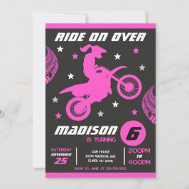Convite Aniversário de Menina de Moto Motocross