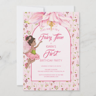 Convite Aniversário de Menina Fada Flor de Aquarela