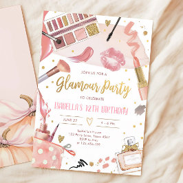 Convite Aniversário de Menina Glam Spa Pink Gold