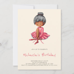 Convite Aniversário de Menina Negra com Tutu Rosa de Baila
