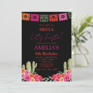 Convite aniversário de menina negra Fiesta mexicana